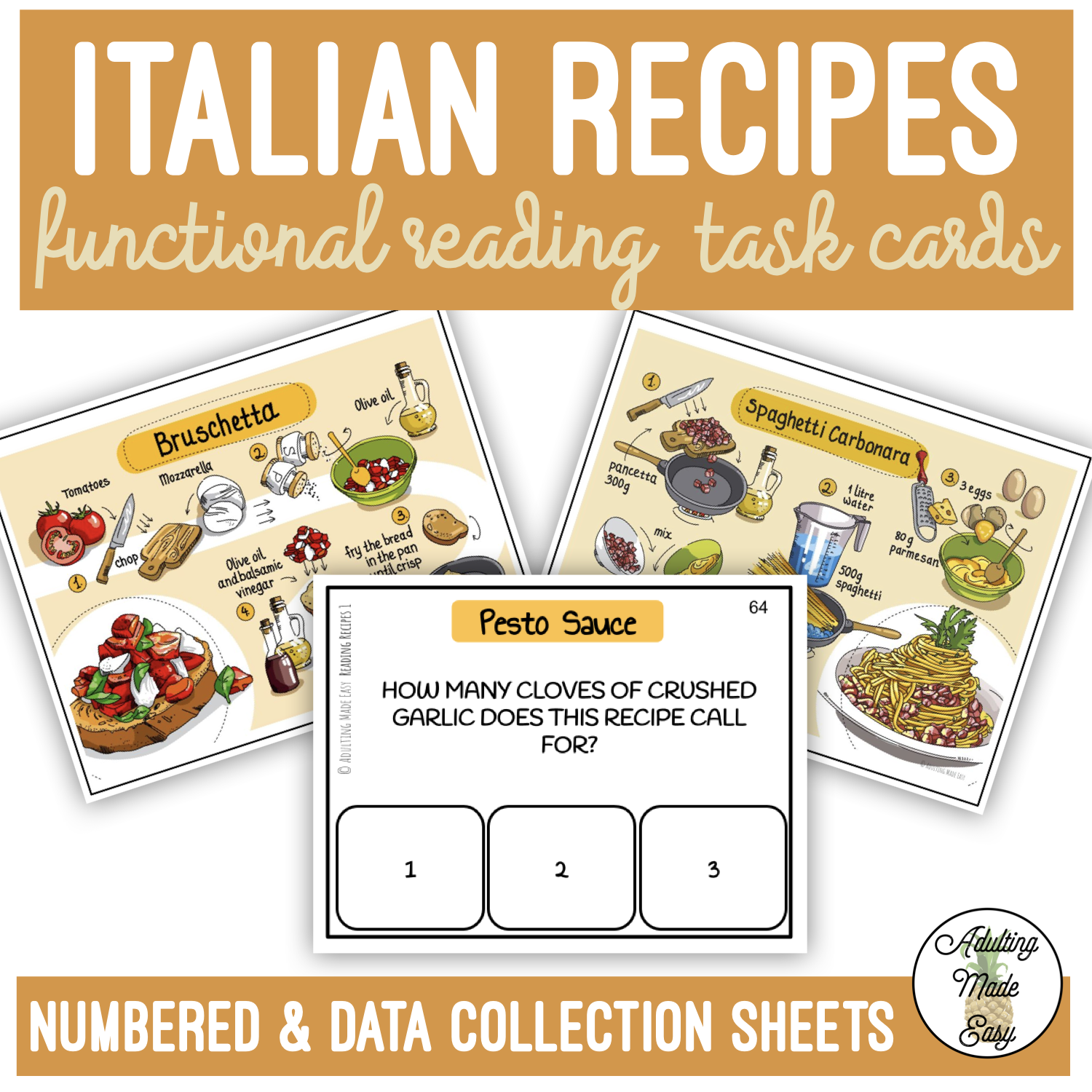 Reading Italian Recipes Task Cards