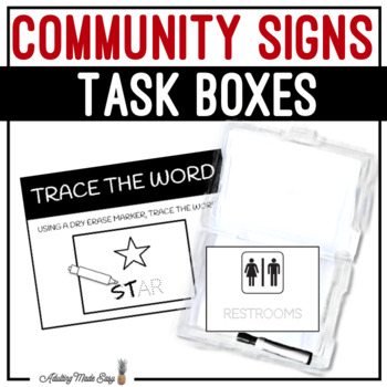 Community Signs Task Boxes - Word to Picture