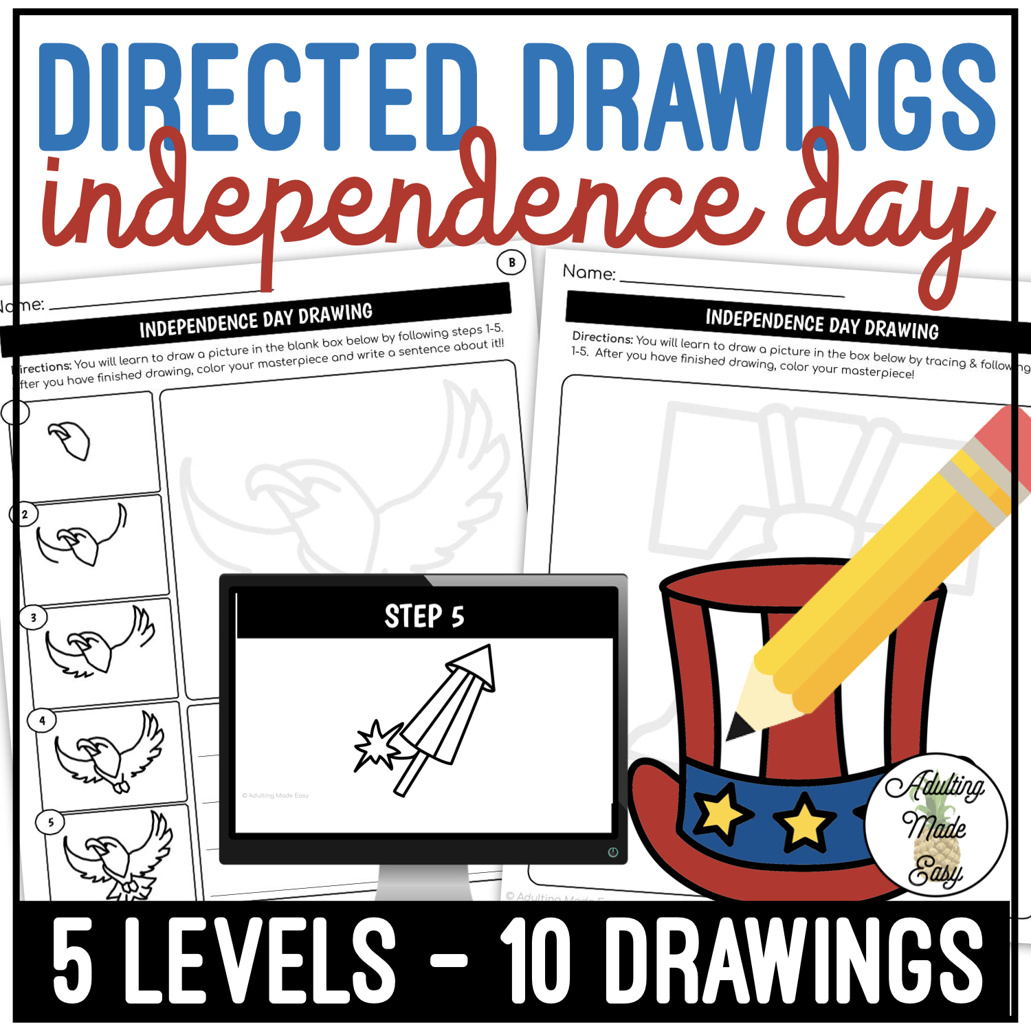 Independence Day Drawing in Circle
