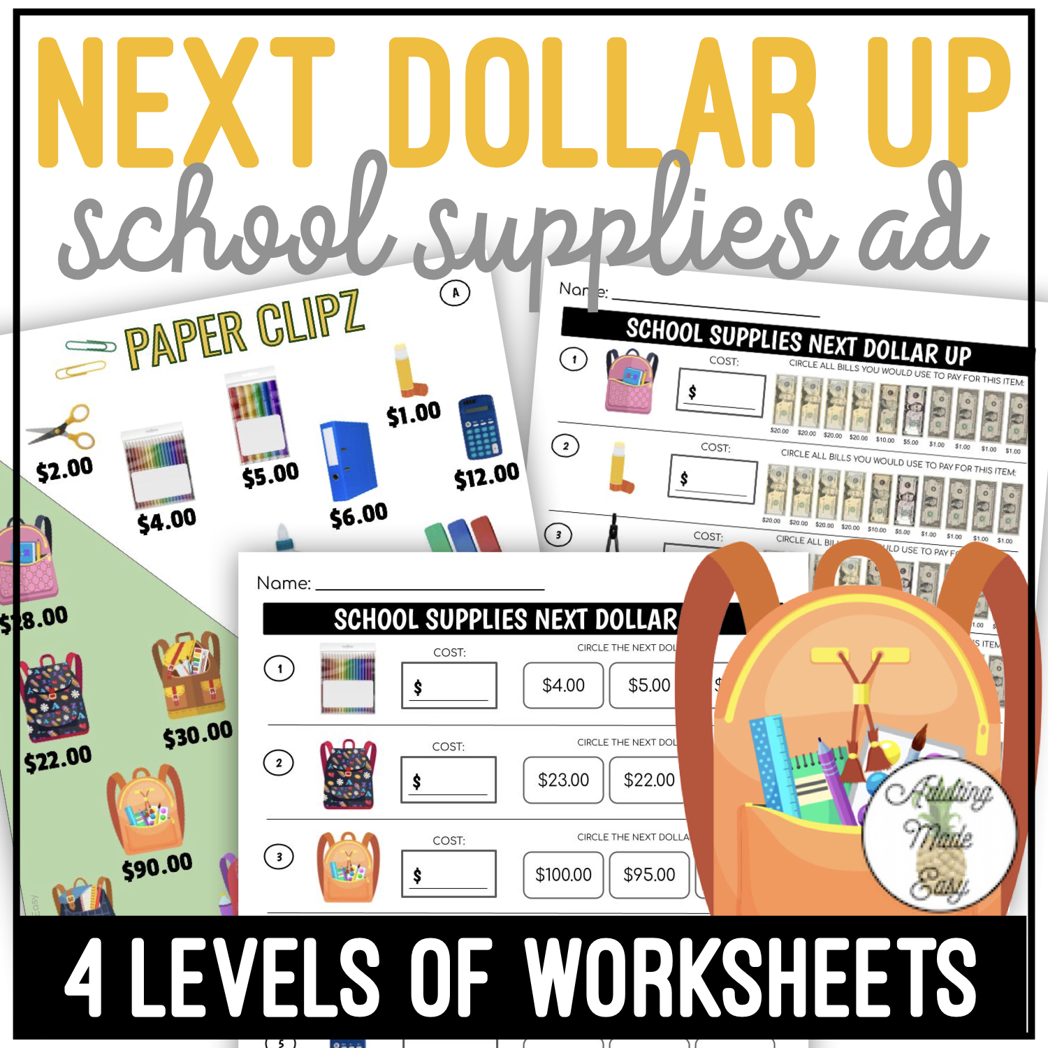 School Supplies Store Ad Next Dollar Up Worksheets